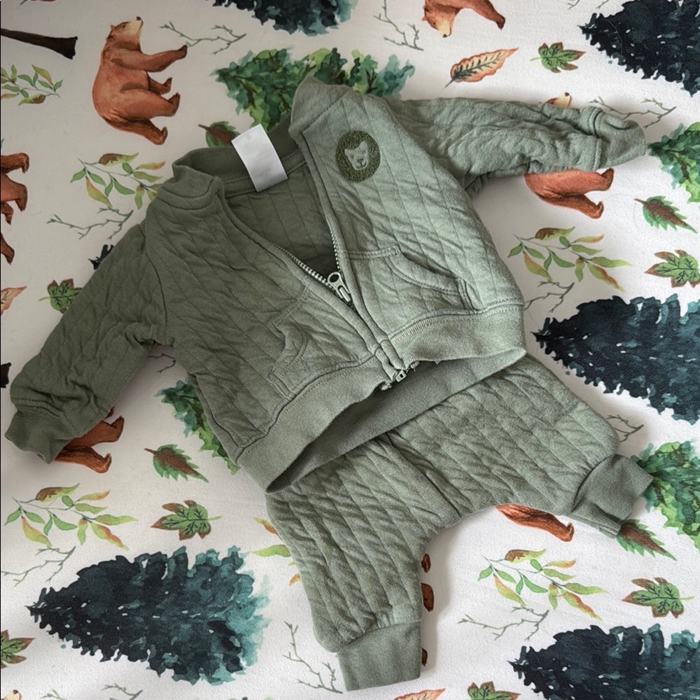 Quilted Green Baby Outfit
